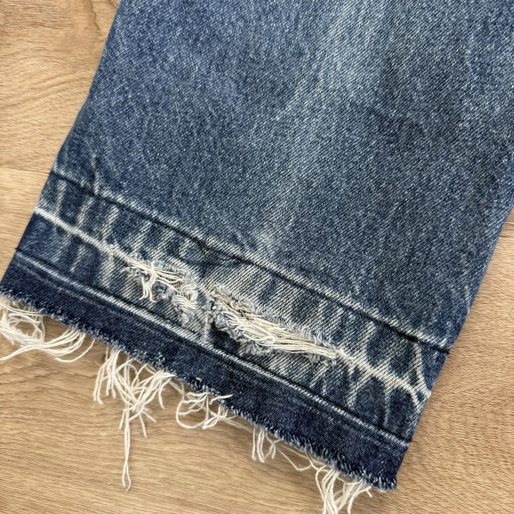Vintage Y2K Levis 505 Distressed Cutoff Raw Hem Jeans Tag 34x30 Fits 32x26 Blue